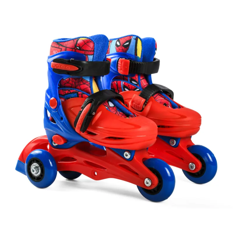 Patins Infantil Ajustável 2 em 1 Brink+ Spider-Man 28-31 Azul e Vermelho - Brink+ - Brinquedos