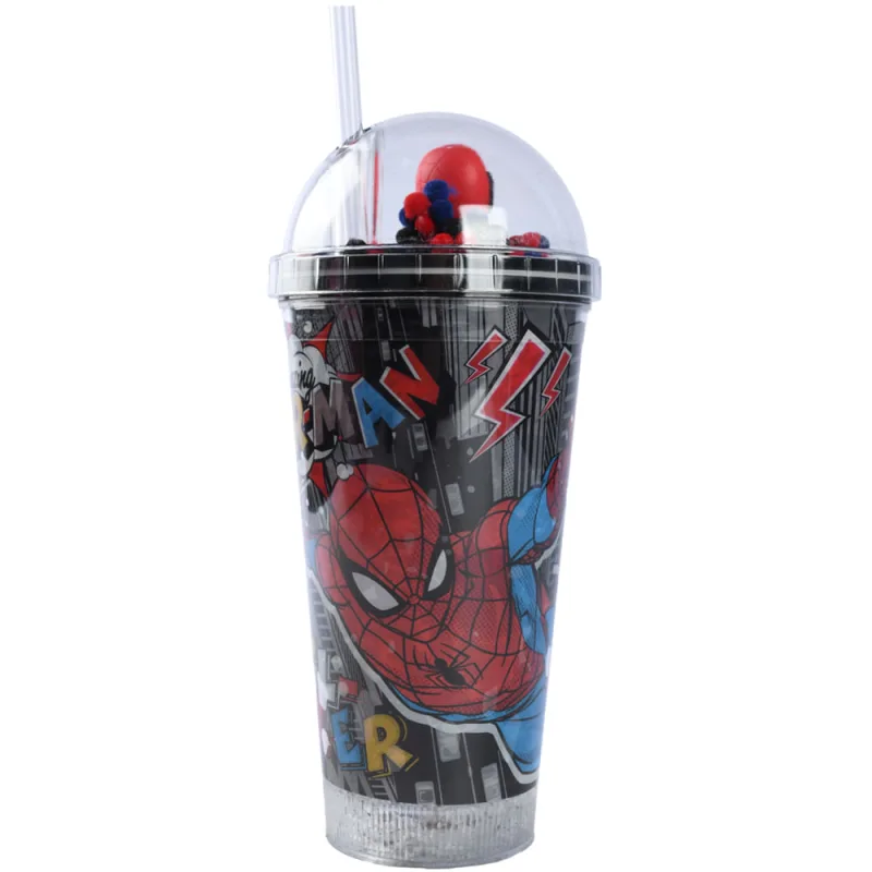 Copo Spider-Man com Led e Canudo Marvel 450ml - MARVEL