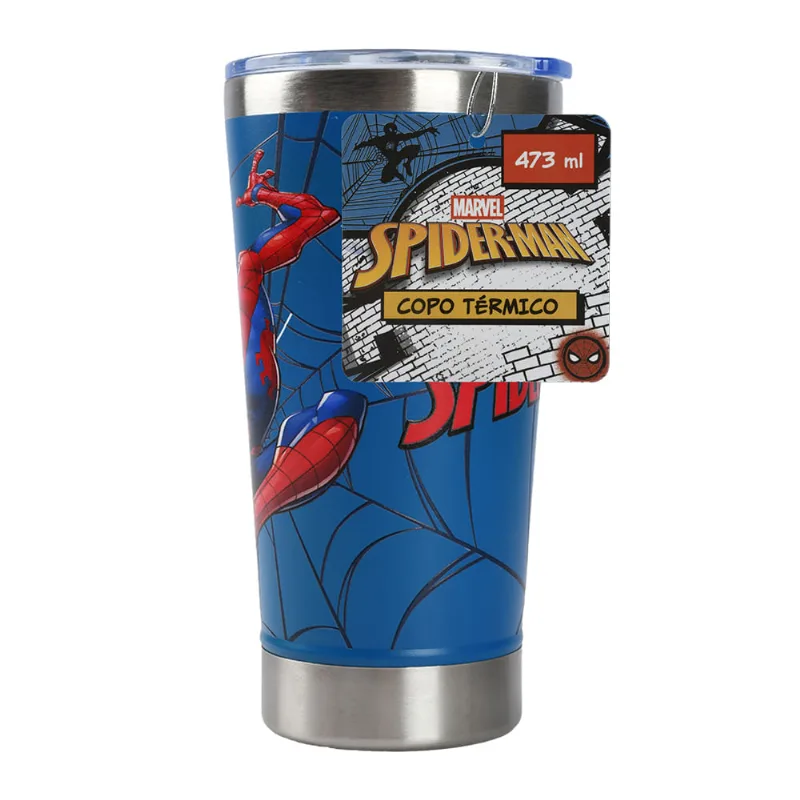 Copo Térmico Azul Homem-Aranha com Tampa 473ml