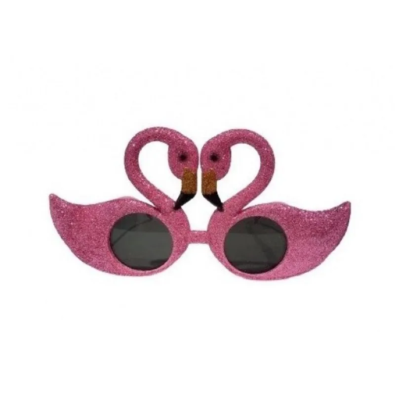 Óculos Fantasia Flamingo Com Glitter Unidade