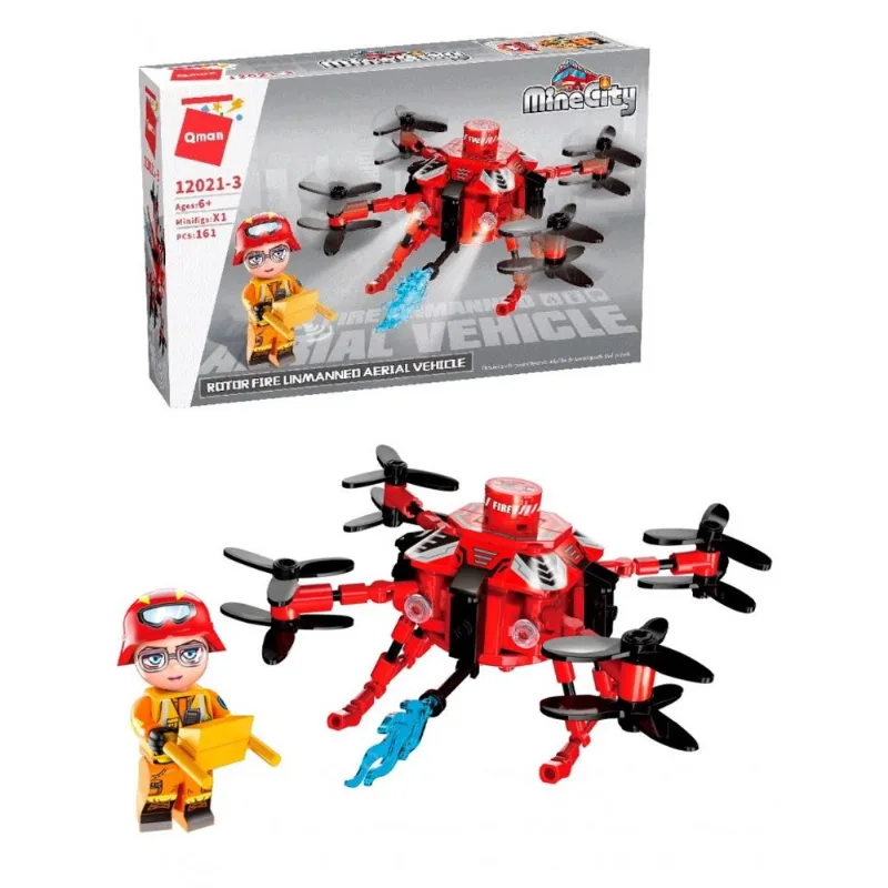Bloco de montar qman - MineCity - bombeiro - drone bombeiro