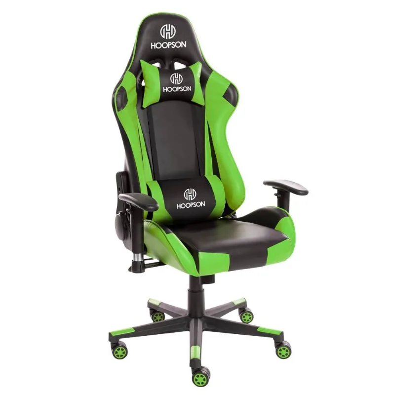 Cadeira Gamer Giratoria Ajustavel Preto com Verde Hoopson CG-603