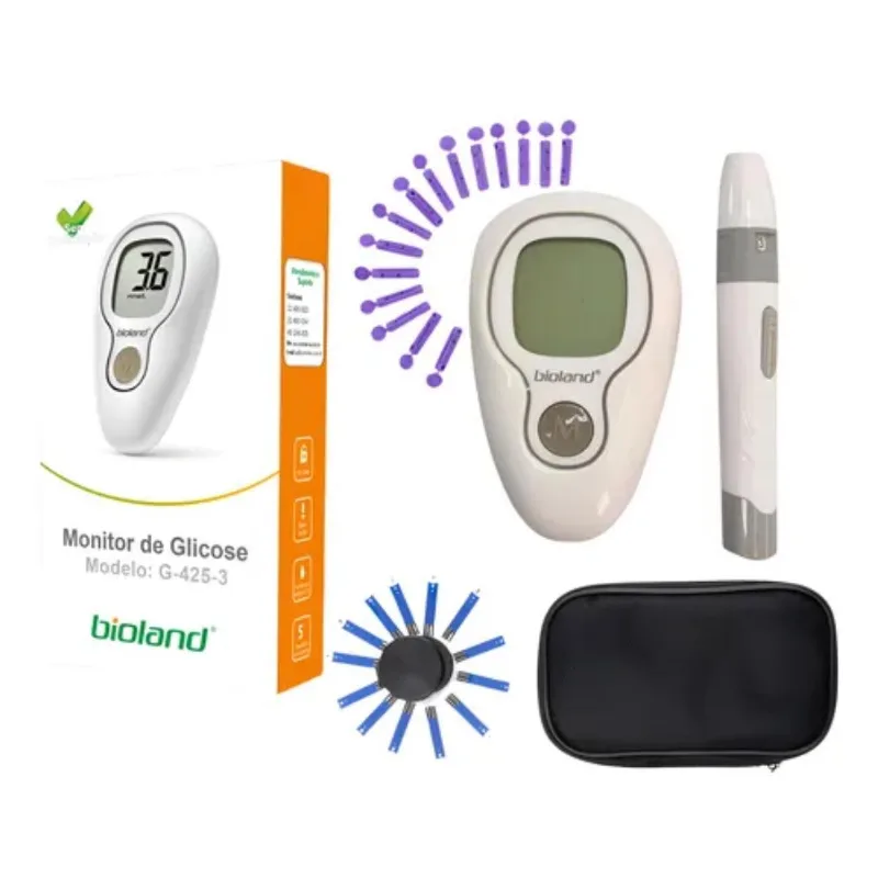 Kit Monitor De Glicemia G4253 Bioland 50 Fitas 25 Lancetas