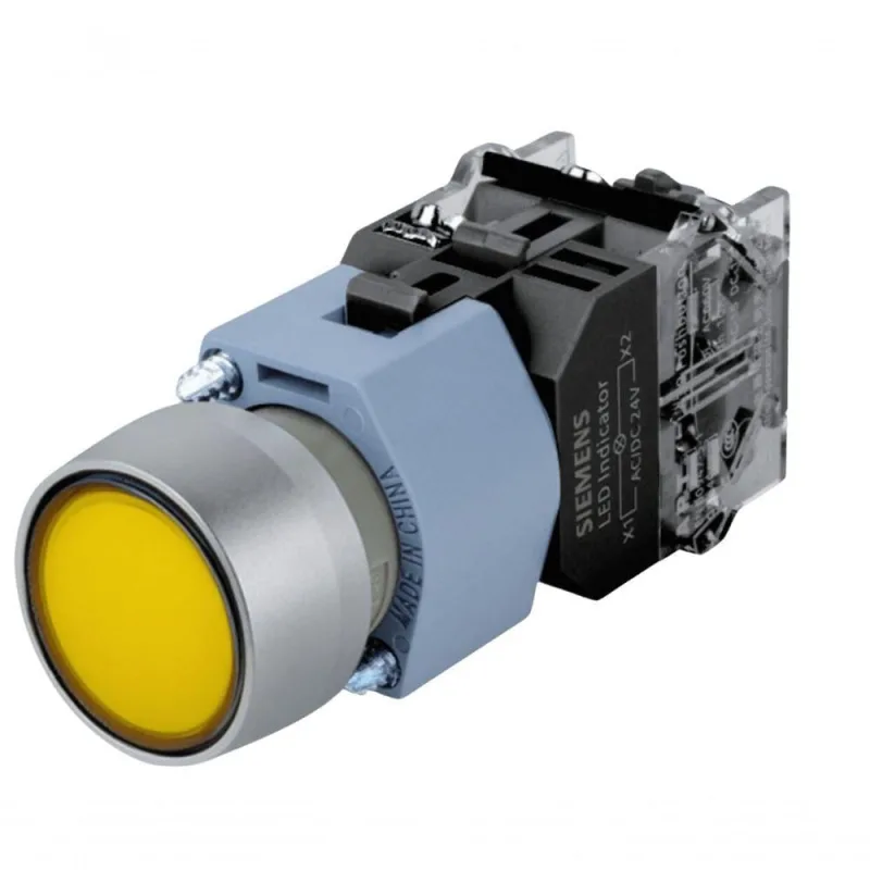 Botão Comando Sinalizado Completo 3SB7 com Iluminação Amarelo Siemens 1NA 220V - Siemens - Casa E Construção