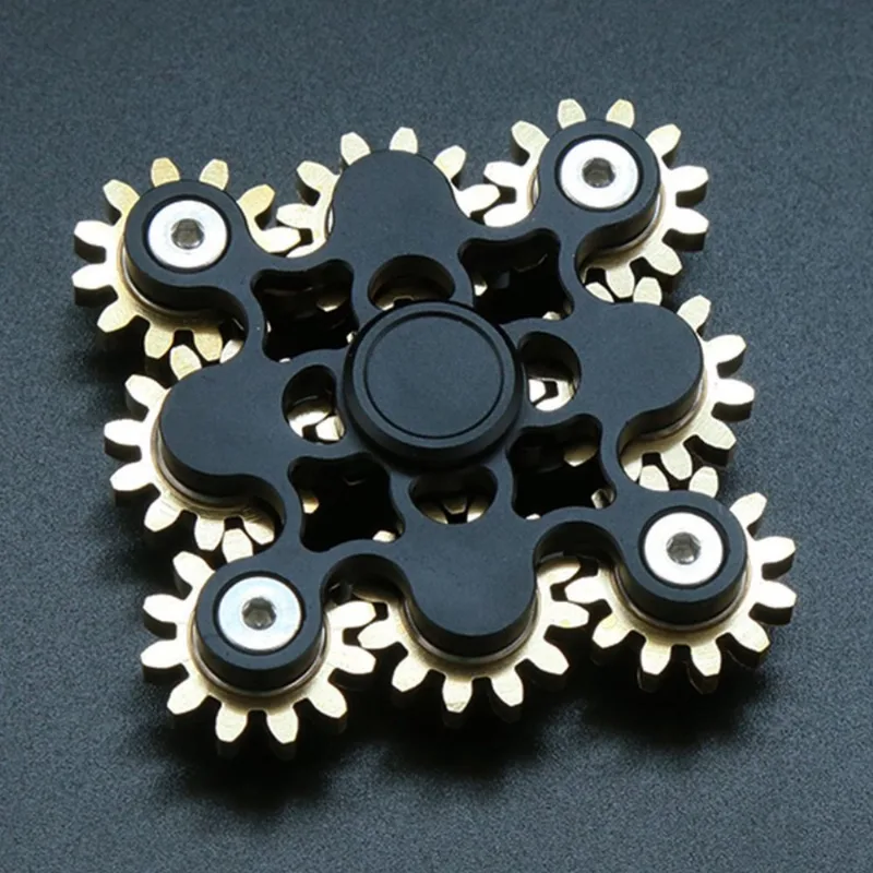 Fidget Spinner Bitopbi Pure Brass Gears Linkage 9 Gears Black