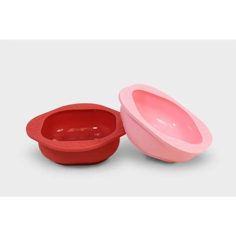 Kit com Duas Tigelas em Silicone Rosa e Vermelho - Marcus&Marcus