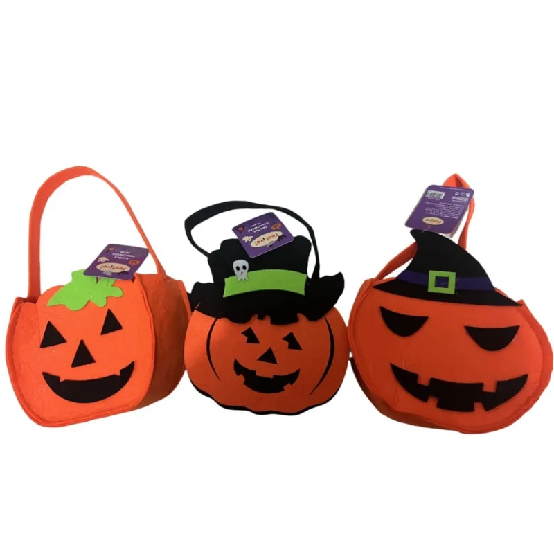 Sacola Abóbora Halloween Festive Infantil Poliéster 16cm