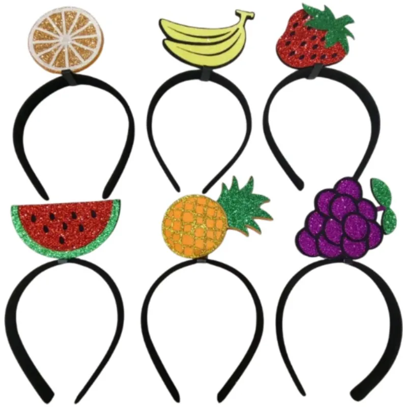 Arco de Cabelo Temático Fruta Festive Sortido Polipropileno e Poliéster