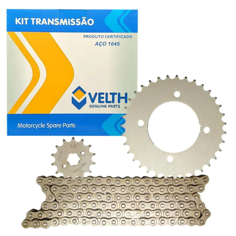 Kit Relação Transmissão Honda Pop100 Aço1045 Reforçado Velth