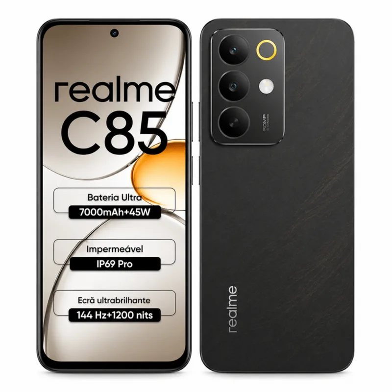 Smartphone Realme C85 Rmx5566 256GB 8GB RAM NFC 7000mAh Tela 144Hz Snapdragon 685 4G Dual Chip - Preto