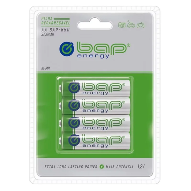 Pilha Bap BAP650 Energy Recarregável Com Quatro Unidades