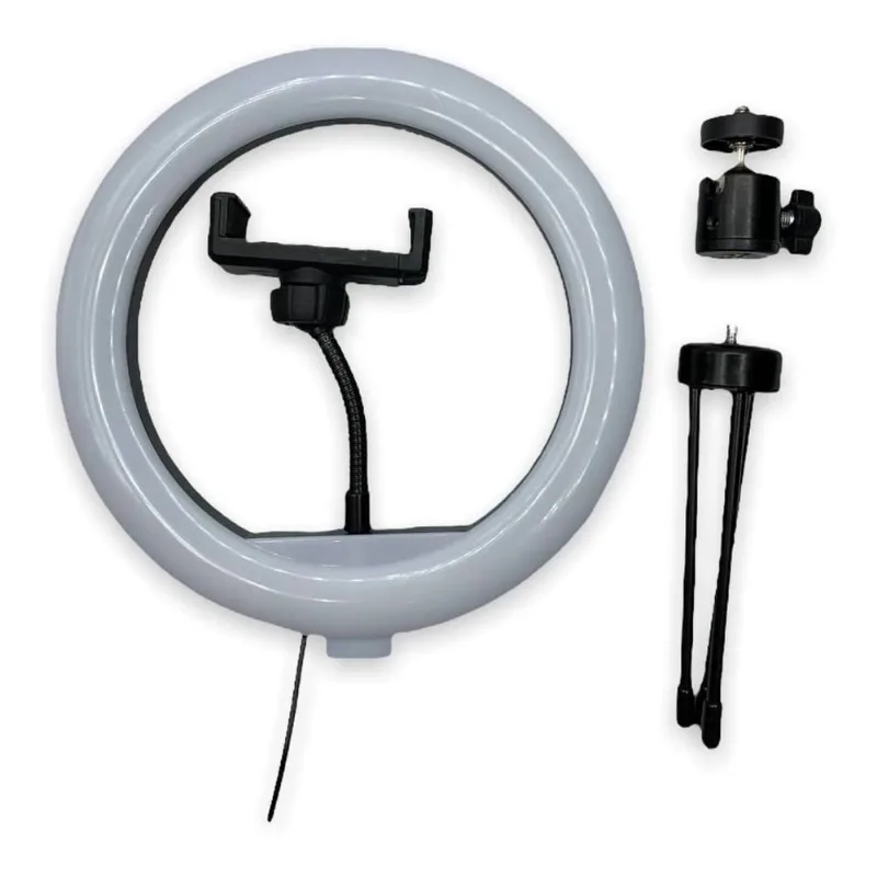 Ring Light 8 Pol + Tripé De Mesa + Suporte Cel Video Premium