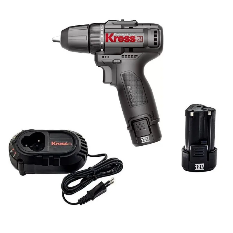 Parafusadeira-furadeira À Bateria 12v 10mm Kress Kua12.1 Brushless Potente E Precisa