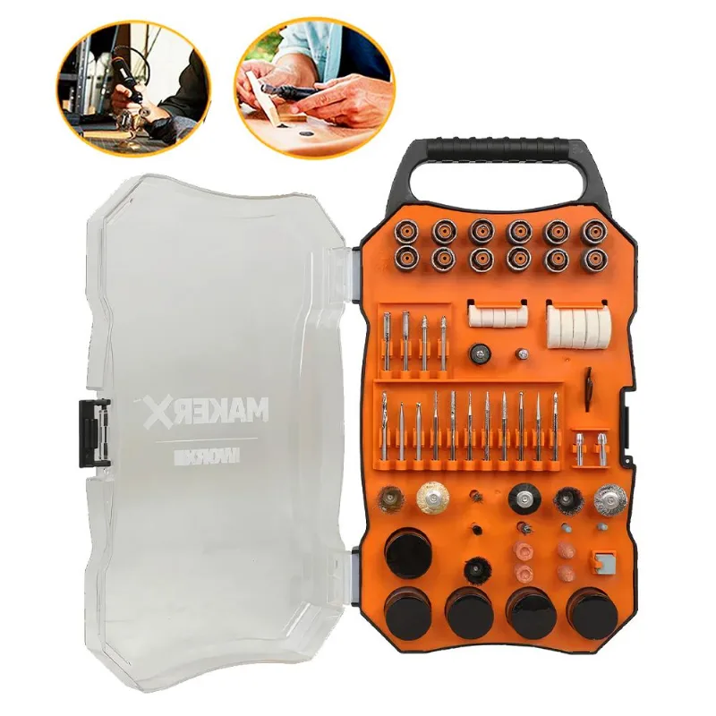 Kit De Acessórios Para Mini Retífica Worx Com 201 Peças Maker X Wa7208 Worx