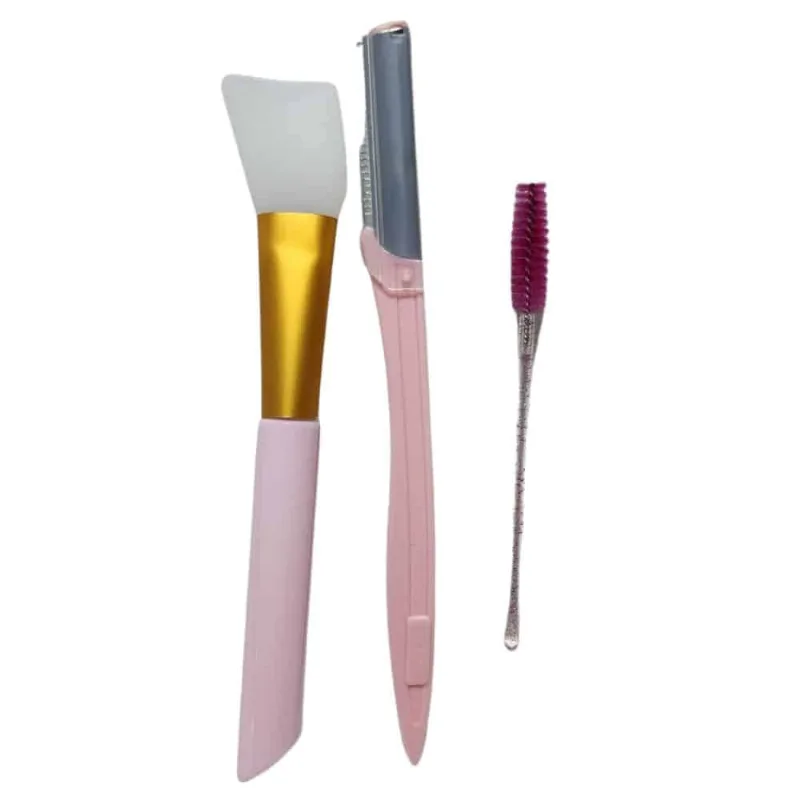 Kit de Navalha + Pincel de Limpeza - Pincel de Sobrancelha