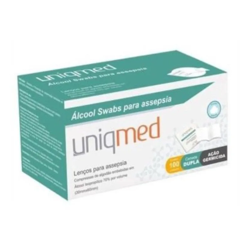 Alcool sache asséptico swab (cx C/100 unds) - uniqmed