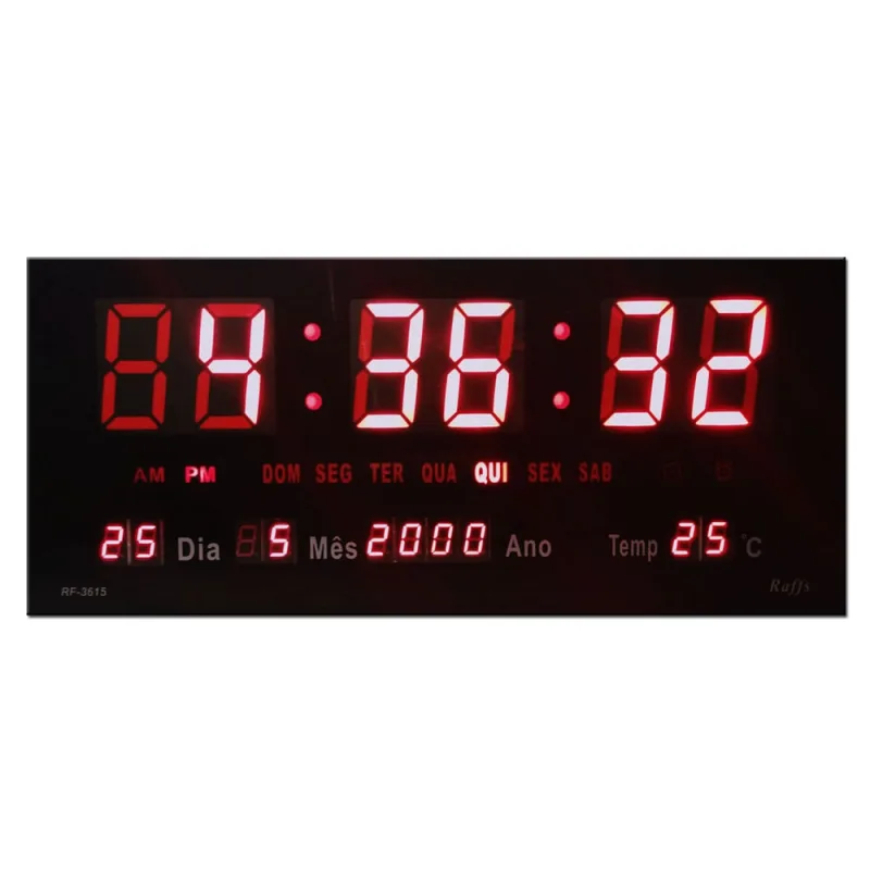 Relógio De Parede Led Digital Calendário Temperatura Alarme - Não Disponível