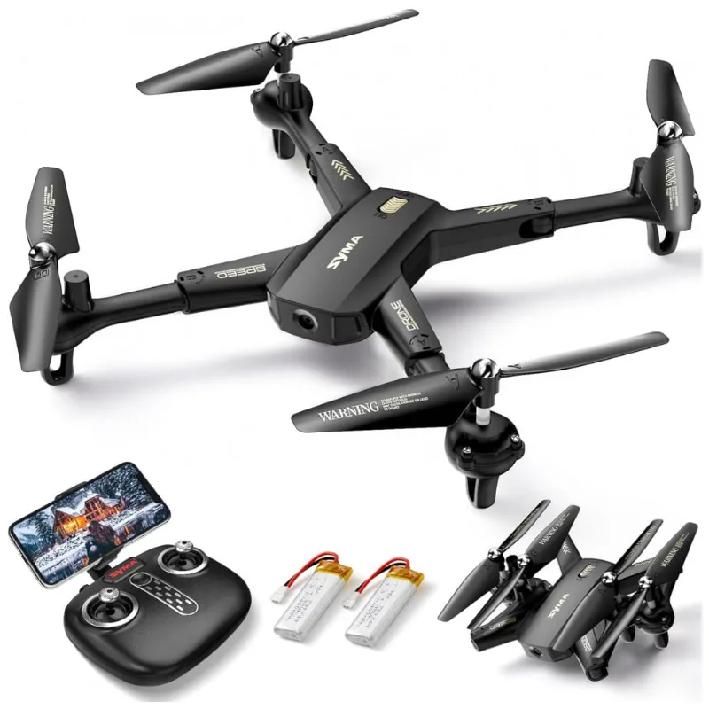 Drone Profissional Com Camera 1080p Fpv, Controle Remoto E 2 Baterias Para Adultos, Syma, Preto