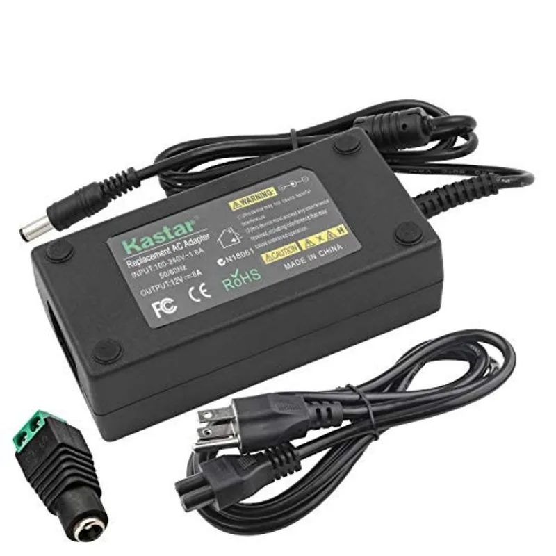 Adaptador Kastar ac, Fonte de Alimentação 12V 6A 72W, Tip Size 5.52.5mm para Monitor lcd, TV lcd, 5050 3528 5630 LED Strip Light, Tape Light, Rope Light, Wireless Router, adsl Cats, Security Camera