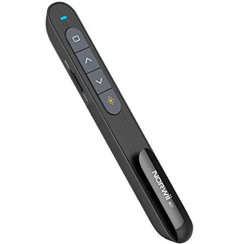 NorWII N27 Apresentador sem fio com apresentação de ponteiro laser, 330 ft Long Contol Range Hyperlink Volume ppt PowerPoint Clicker para apresentação remote slide advancer