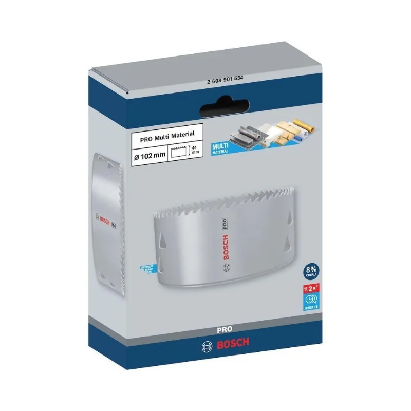 Serra Copo Pro Multi Material 102MM com HSS Bimetal 8% Cobalto Bivolt Bosch