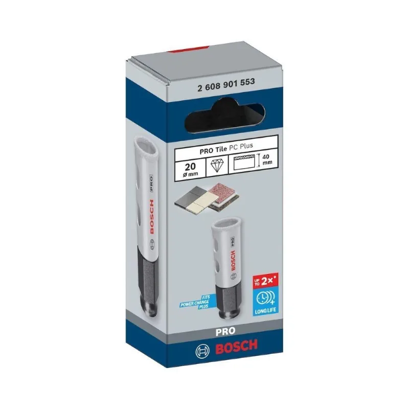 Serra Copo Pro Tile Power Change Plus 20MM com Revestimento Diamantado Inox Bosch