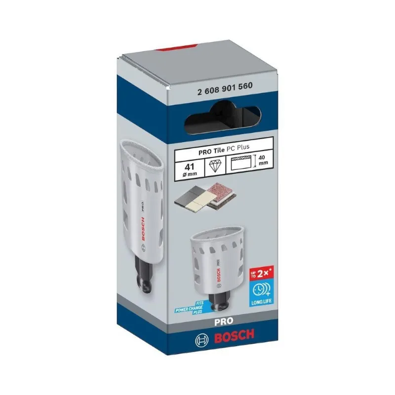 Serra Copo Pro Tile Power Change Plus 41MM com Revestimento de Diamante 1 Unidade Bosch