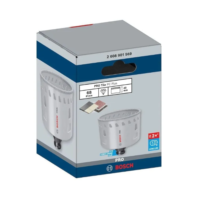 Serra Copo Pro Tile Power Change Plus 68MM com Revestimento de Diamante Bivolt Bosch