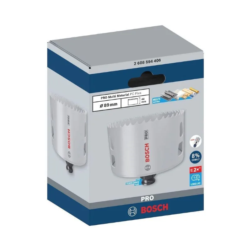Serra Copo Pro Multi Material Power Change Plus 89mm com Sistema Power Change Plus Bosch