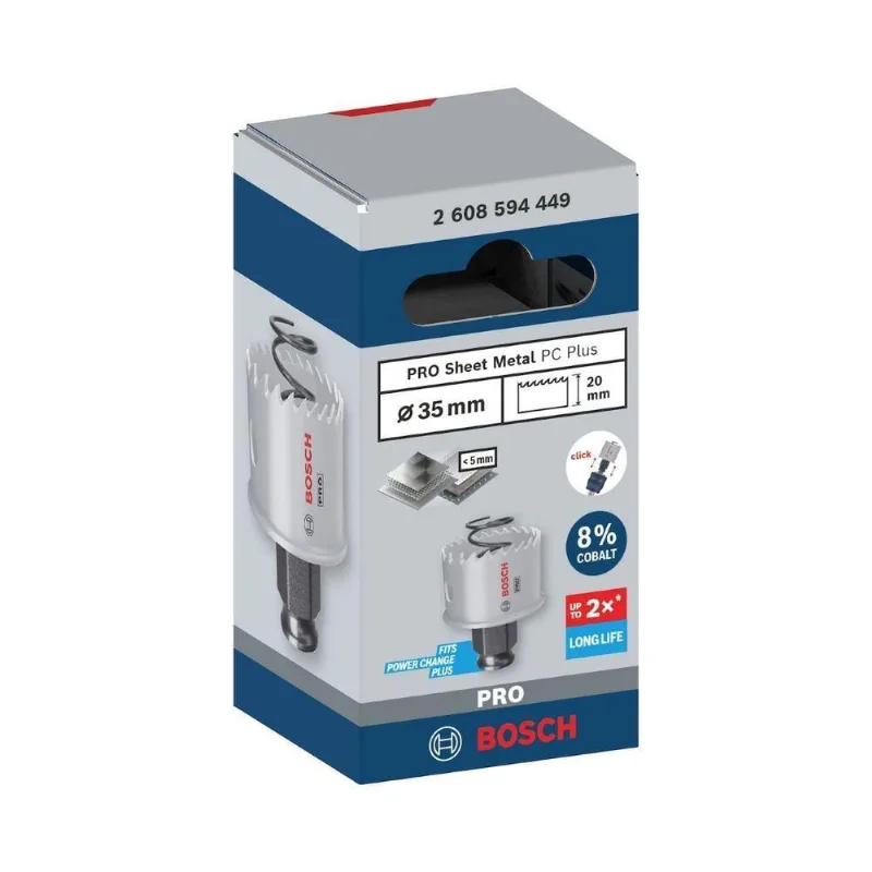 Serra Copo Pro Sheet Metal Power Change Plus 35MM com Dentes Vario e Batente de Profundidade Bosch