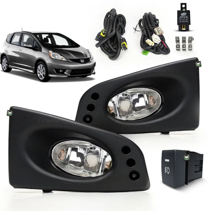 Kit Farol Auxiliar de Milha Botão Modelo Original Honda Fit 2009 2010 2011