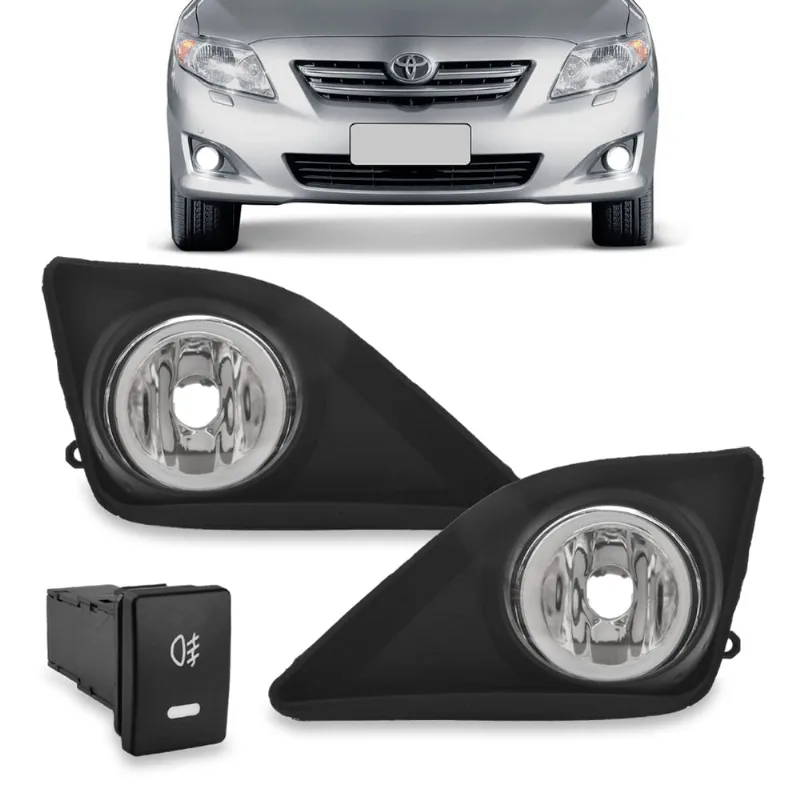 Kit Farol Auxiliar Corolla 09/11 Com Aro Cromado Anxt