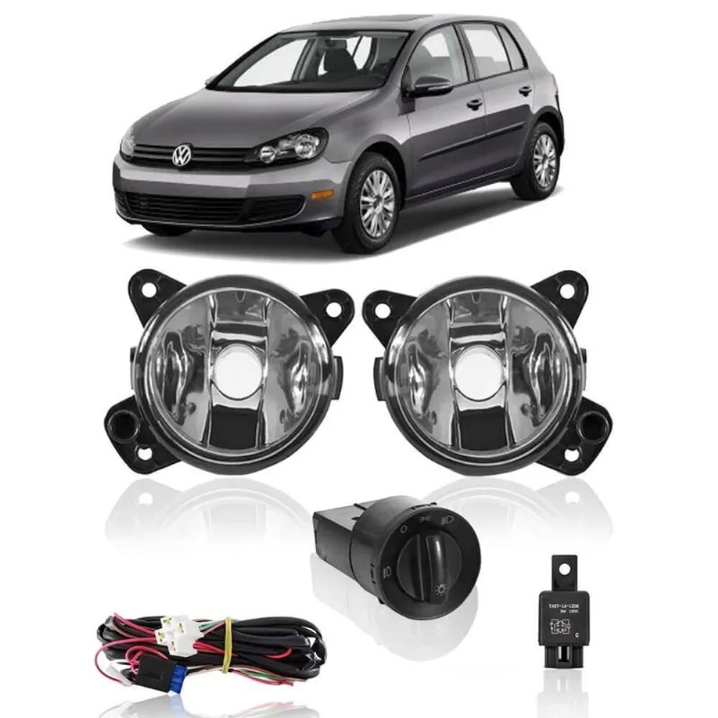 Kit Farol Auxiliar Milha Golf 2008-2010 Botão Redondo Longo