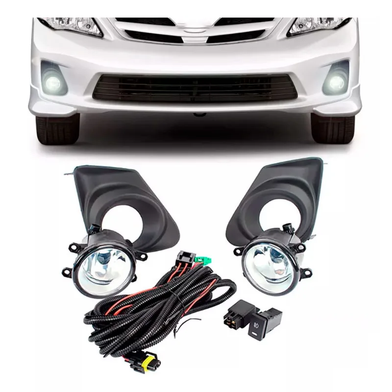 Kit Auxiliar Faróis de Milha Corolla 2012 até 2014 Aro Preto Visibilidade Estradas