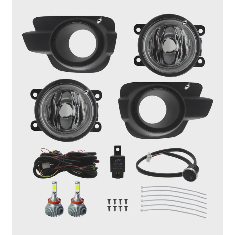 Kit Farol de Milha Neblina Kwid 2017 até 2022 Botão Alternativo Touch + Kit Lâmpada Super LED 6000K