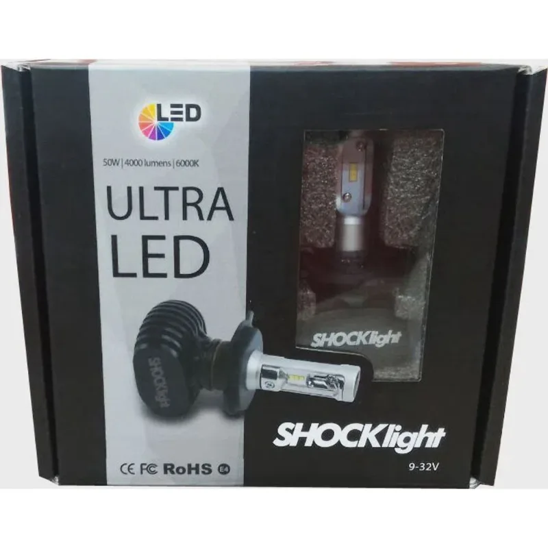 Kit Lâmpada Farol De Led Ultra Led H8 Shocklight 8000 Lumens