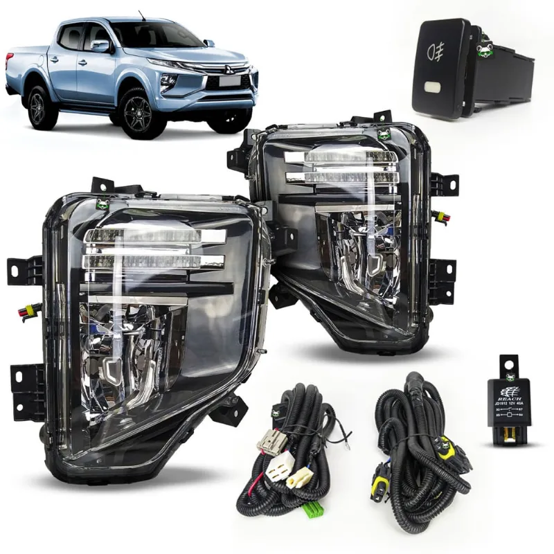 Kit Farol Auxiliar de Milha c/ drl + Pisca L200 Triton Sport 2021 2022 2023