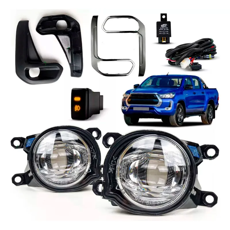 Kit Farol Auxiliar Milha Moldura Cromada Hilux 2021 A 2023
