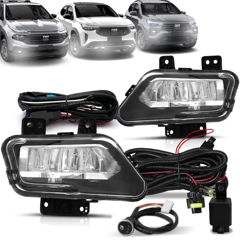 Kit Farol de Milha Fastback Toro Pulse 2021 a 2025 Full LED Botão Modelo Touch