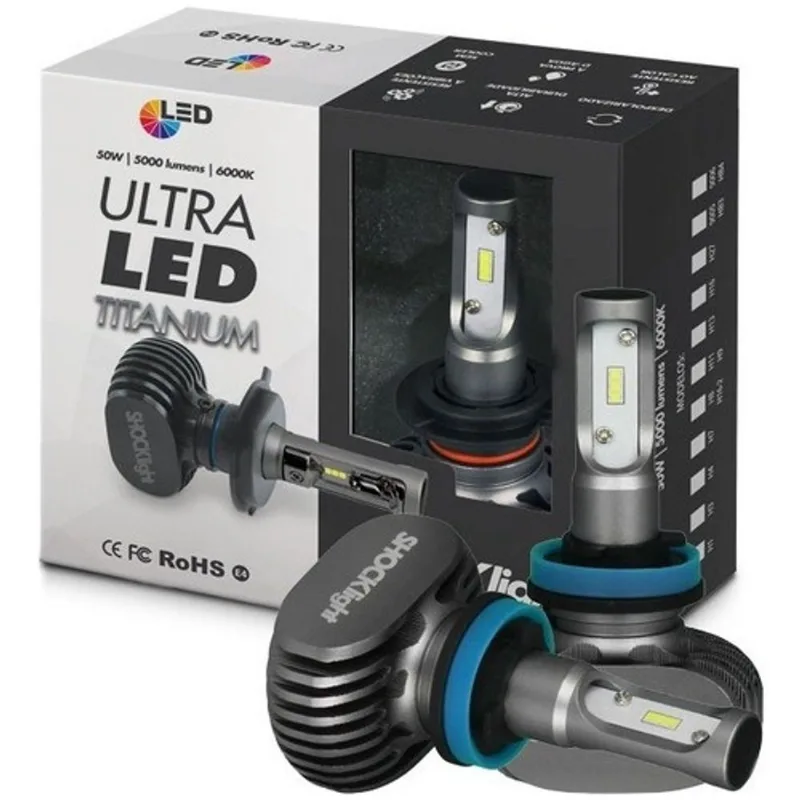 Lampada LED ultraled titanium H8 6000K 12V 50W 5000LM shocklight