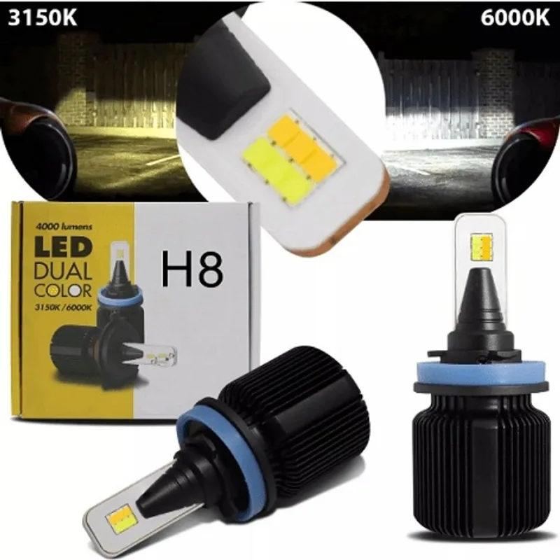 Kit Lampada Ultra Led Shocklight H8 Duas Cores 3150K 6000K