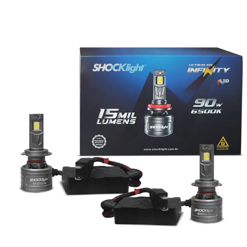 Kit Lâmpadas Ultra LED H7 Infinity 6500k 15000 Lumens 90w