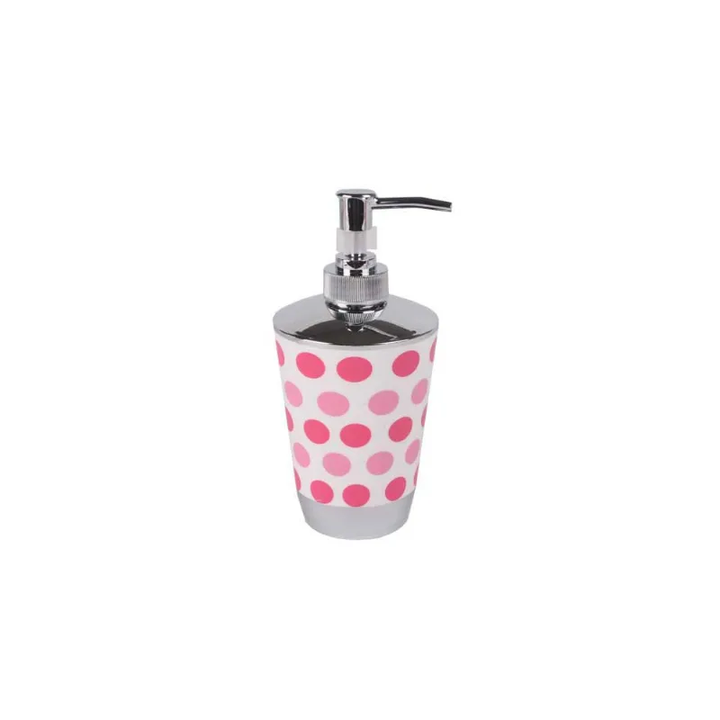 Porta sabonete líquido bolinhas branco e rosa Coisas e Coisinhas