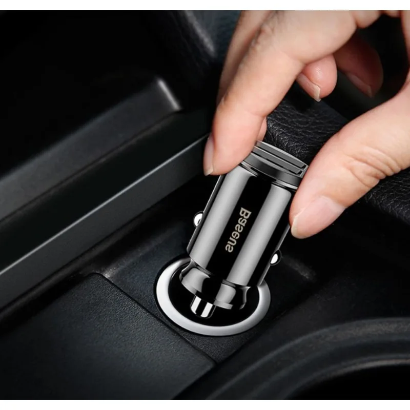 Carregador Adaptador Veicular Baseus Mini Dupla Entrada USB