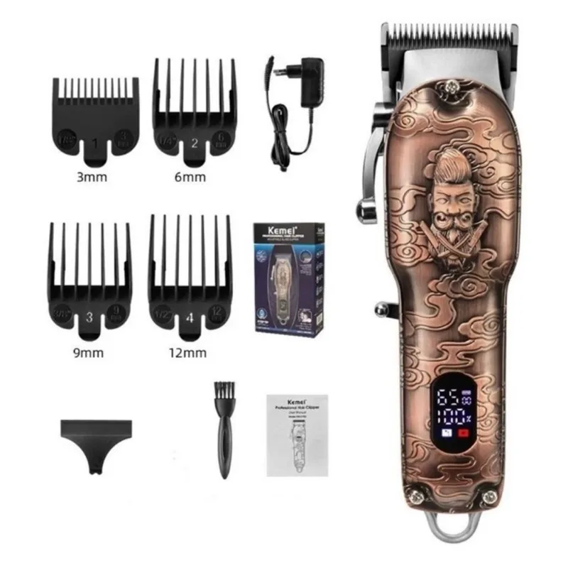 Máquina De Corte Cabelo Led Profissional 5w Kemei 3705