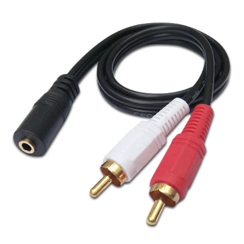 Cabo Áudio Auxiliar P2 Fêmea 3,5mm Para 2 Rca Macho Som Estéreo 40cm