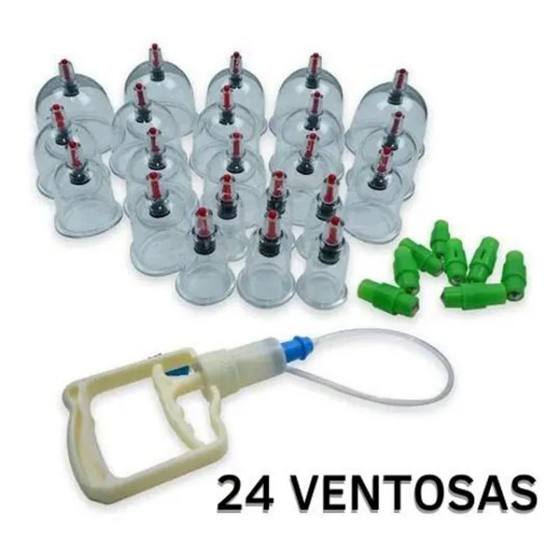 24 Copos Vácuo Terapia Sucção Ventosa Cupping Acupuntura Kit
