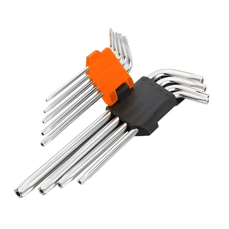 Conjunto De Chaves Allen Torx Hexagonal Longas 9 Peças De Bolso Resistentes Inox
