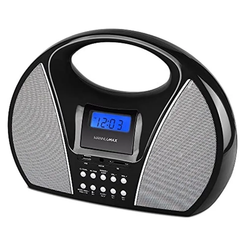 Rádio am/fm portátil hannlomax HX-510R com porta usb/sd para reprodução de MP3, Bluetooth e entrada auxiliar (preto)