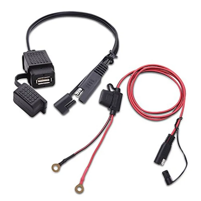 Mictuning Sae Para Adaptador De Cabo Usb Carregador Usb À Prova D'água Quick 2.1a Porta Com Fusível Inline Para Tablet De Celular De Moto